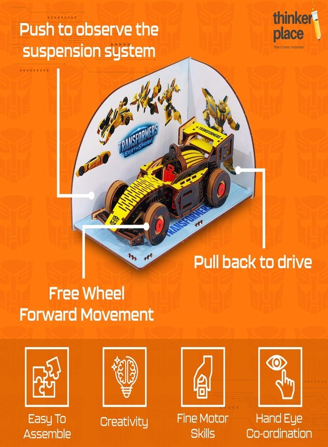 ThinkerPlace Transformers Bumblebee DIY Racing Car Kit | Educational Toy for Kids 8+ | Build, Learn & Play | Perfect Birthday & Return Gifts | STEM Toy | Rubber-Powered Mechanism - Image 3